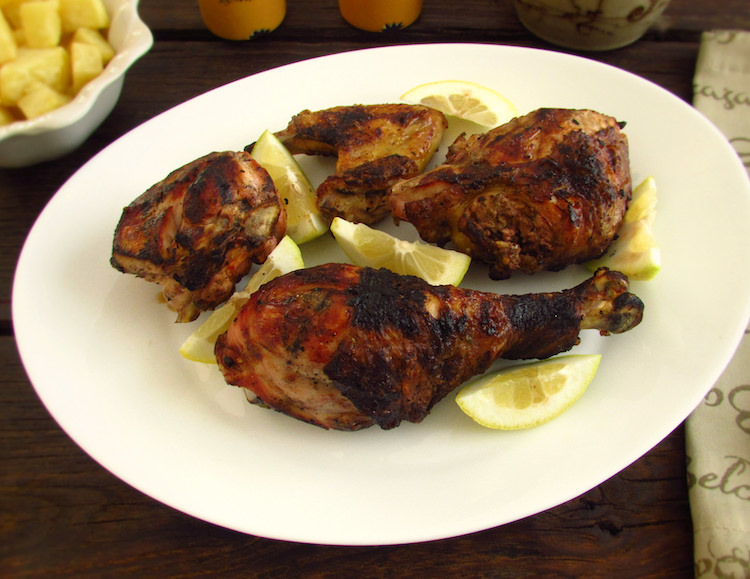 Barbecued chicken on a plate