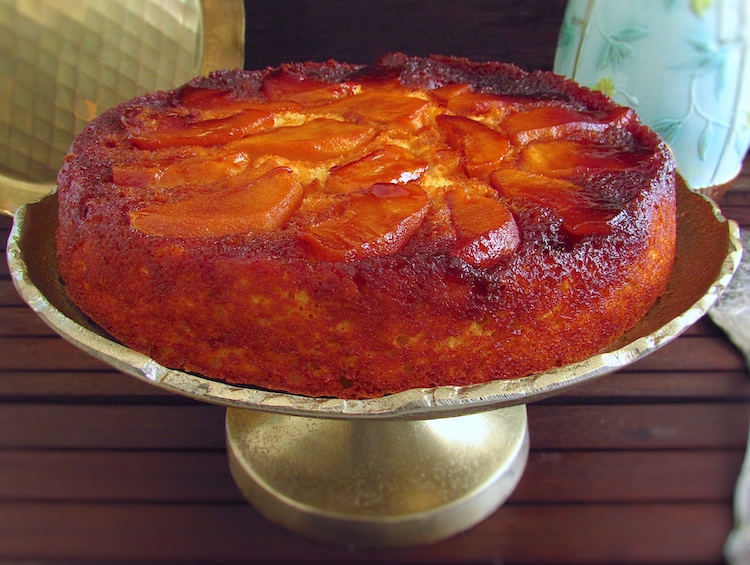 Caramelized pippin apple cake on a plate