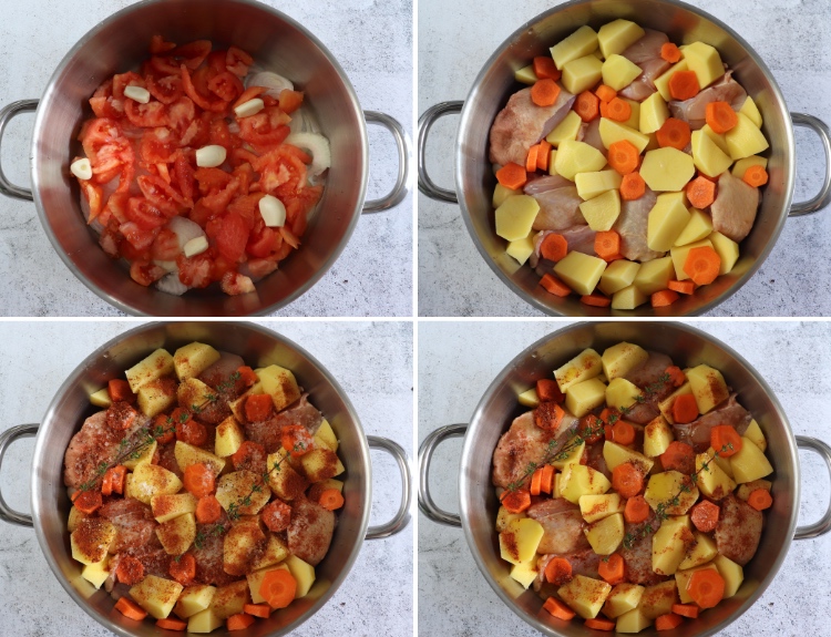 Easy chicken potato stew steps