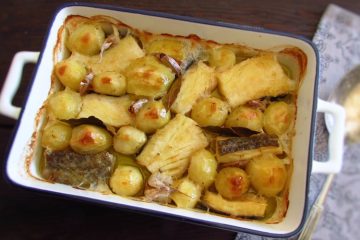 Cod in the oven on a baking dish