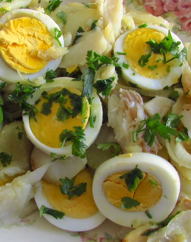 Salt cod with potatoes and eggs