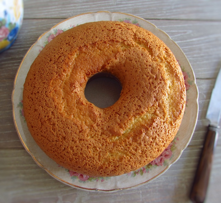 Golden cake on a plate