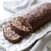 Portuguese Chocolate Salami in a serving dish