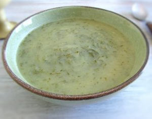 Portuguese green soup on a soup bowl