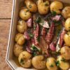 Portuguese Octopus Lagareiro in a baking dish