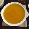 Pumpkin soup on a tureen