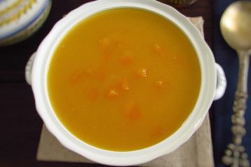 Pumpkin soup on a tureen
