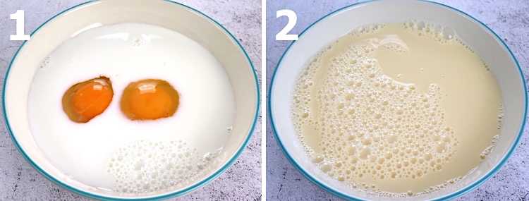 Misutra de leite e ovos numa tigela