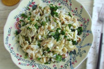 Shredded cod on a plate