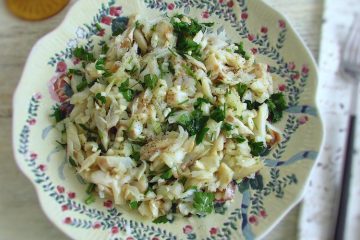 Shredded cod on a plate