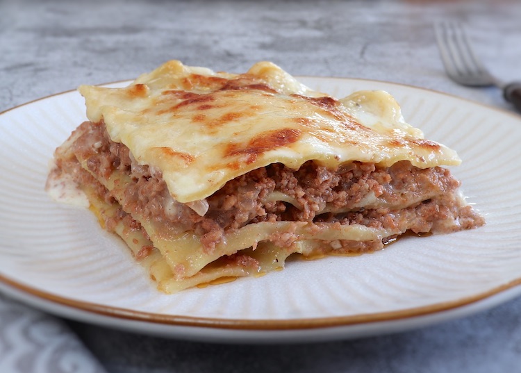 Meat lasagna on a baking dish