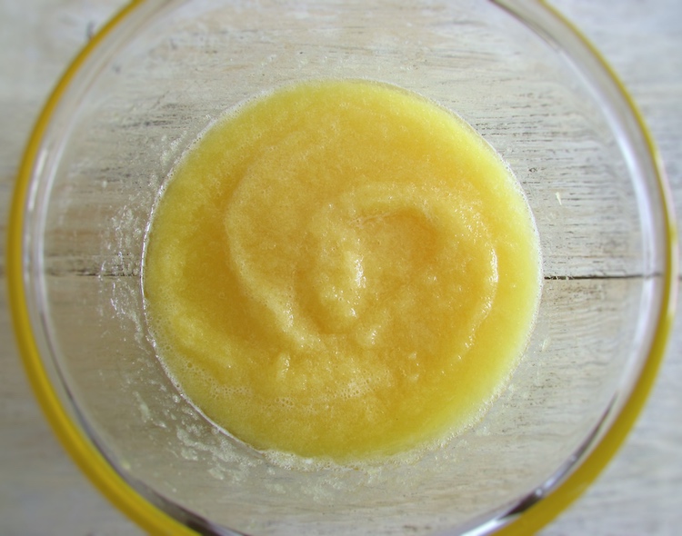 Pineapple cream on a glass bowl