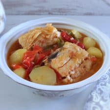 Cod stew on a tureen