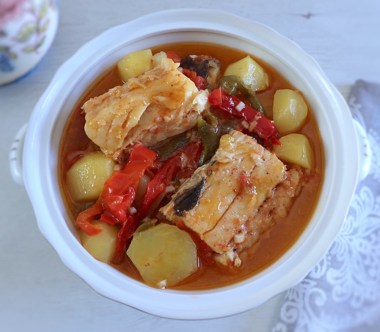 Cod stew on a tureen