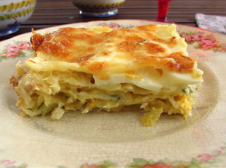 Cod lasagna on a plate