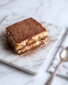 Easy Tiramisu with Ladyfingers on a plate