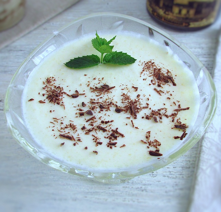 Pineapple mousse on a glass bowl