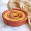 Portuguese Crème Brûlée in a clay bowl