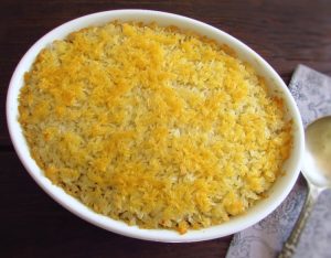 Rice with minced meat in the oven on a baking dish