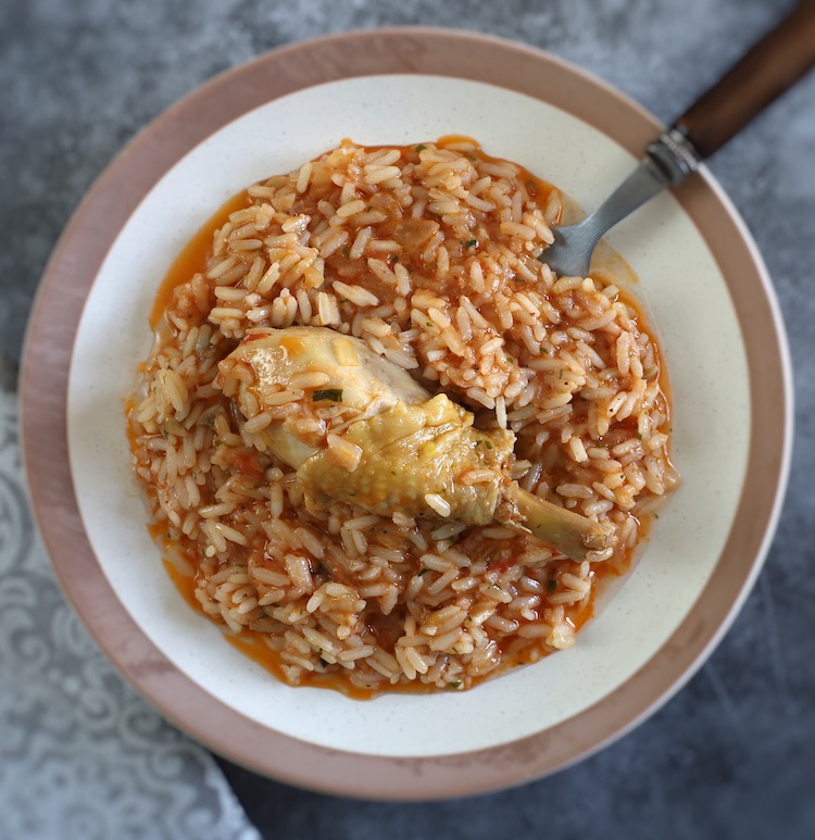 Easy Chicken and Rice Stew on a plate