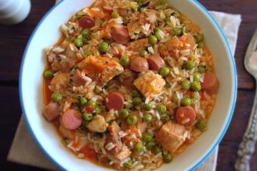Easy mixed rice on a dish bowl