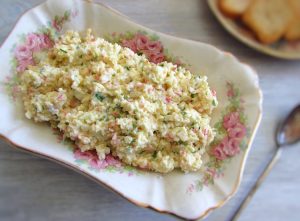 Crab sticks pâté on a platter
