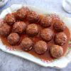 Meatballs in tomato sauce on a platter