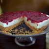 Raspberry cheesecake on a dish