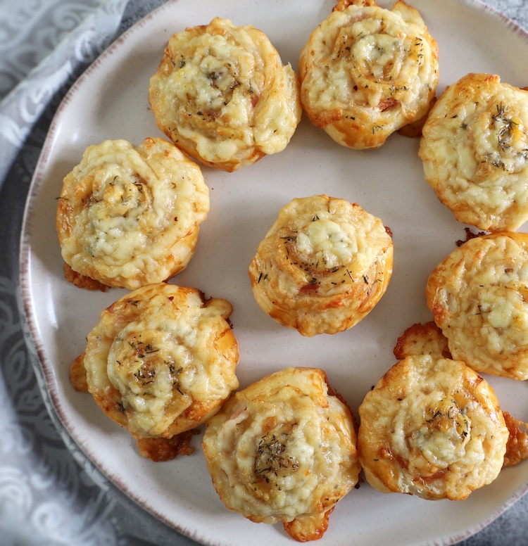 Ham and Cheese Puffs on a plate