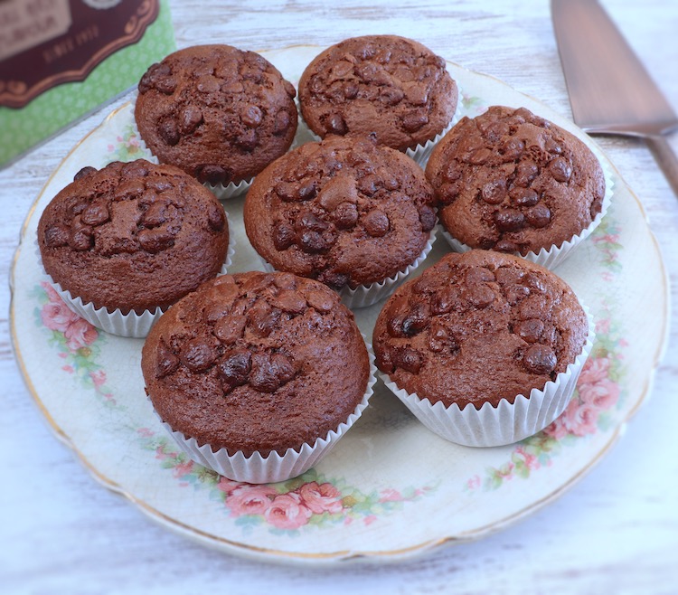 Chocolate muffins on a plate