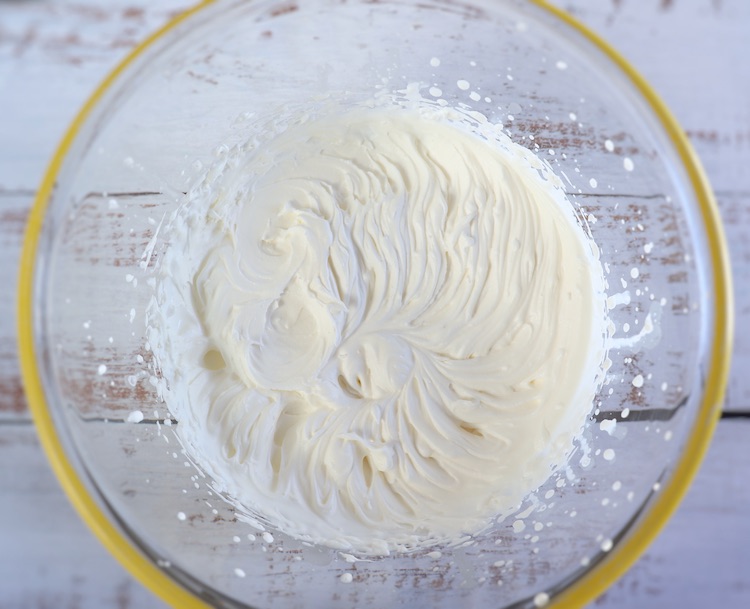 Whipped cream on a large dish bowl
