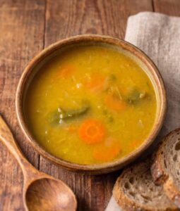 Portuguese Vegetable Soup with Cabbage in a soup bowl