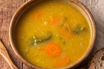 Portuguese Vegetable Soup with Cabbage in a soup bowl