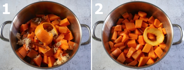 Homemade pumpkin jam step 1 and 2