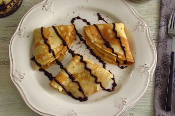 Crepes with chocolate on a plate