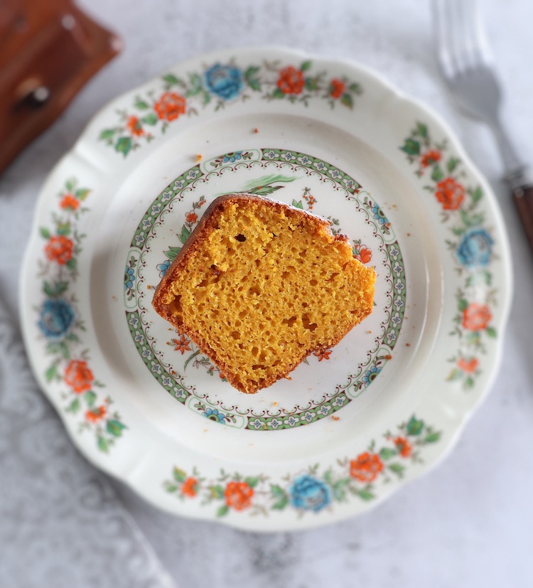 Slice of carrot cake on a plate