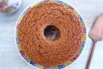 Chocolate sponge cake on a plate