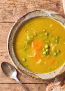 Portuguese Vegetable Soup (Juliana Soup) on a plate