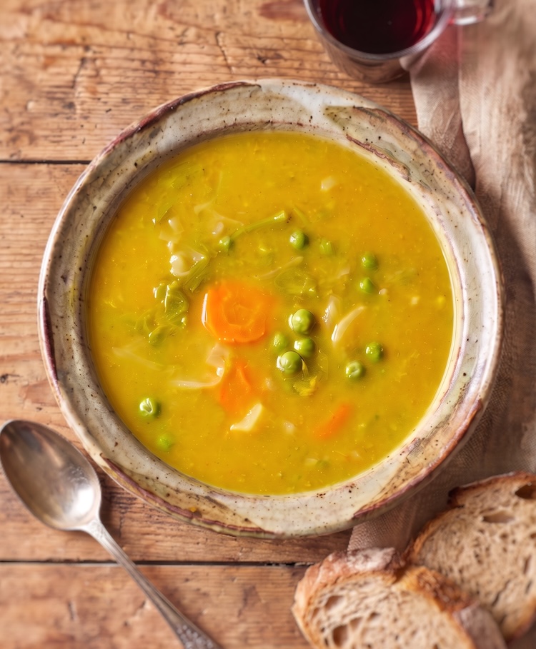 Portuguese Vegetable Soup (Juliana Soup) on a plate