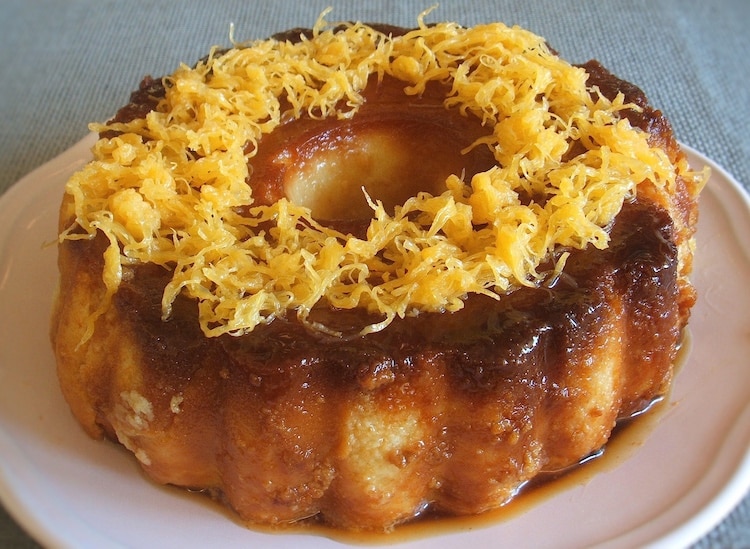 Apple pudding on a plate