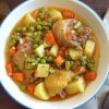 Easy chicken stew with vegetables on a dish bowl