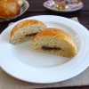 Milk bread filled with chocolate on a plate