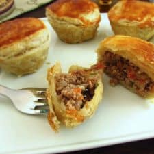 Mini meat pie on a plate
