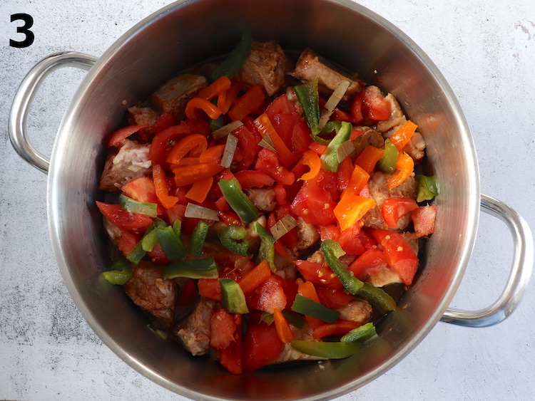 Rice with pork ribs and peppers steps