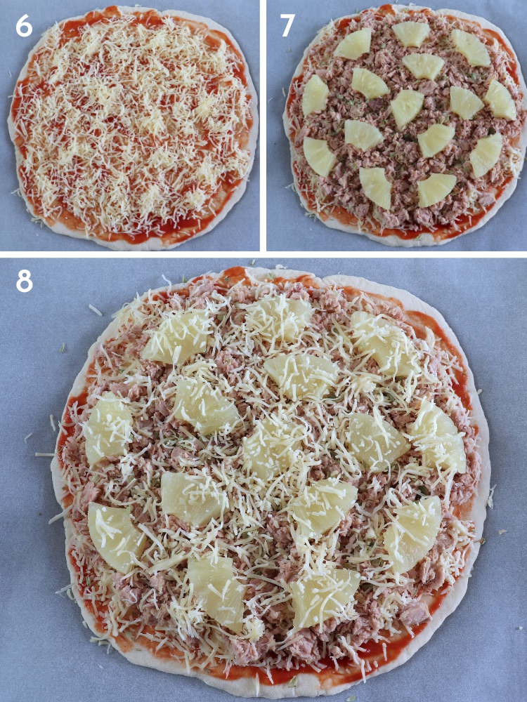 Tuna and pineapple pizza steps