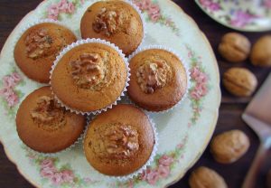 Walnut muffins on a plate