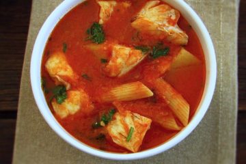 Ling fish soup on a soup bowl