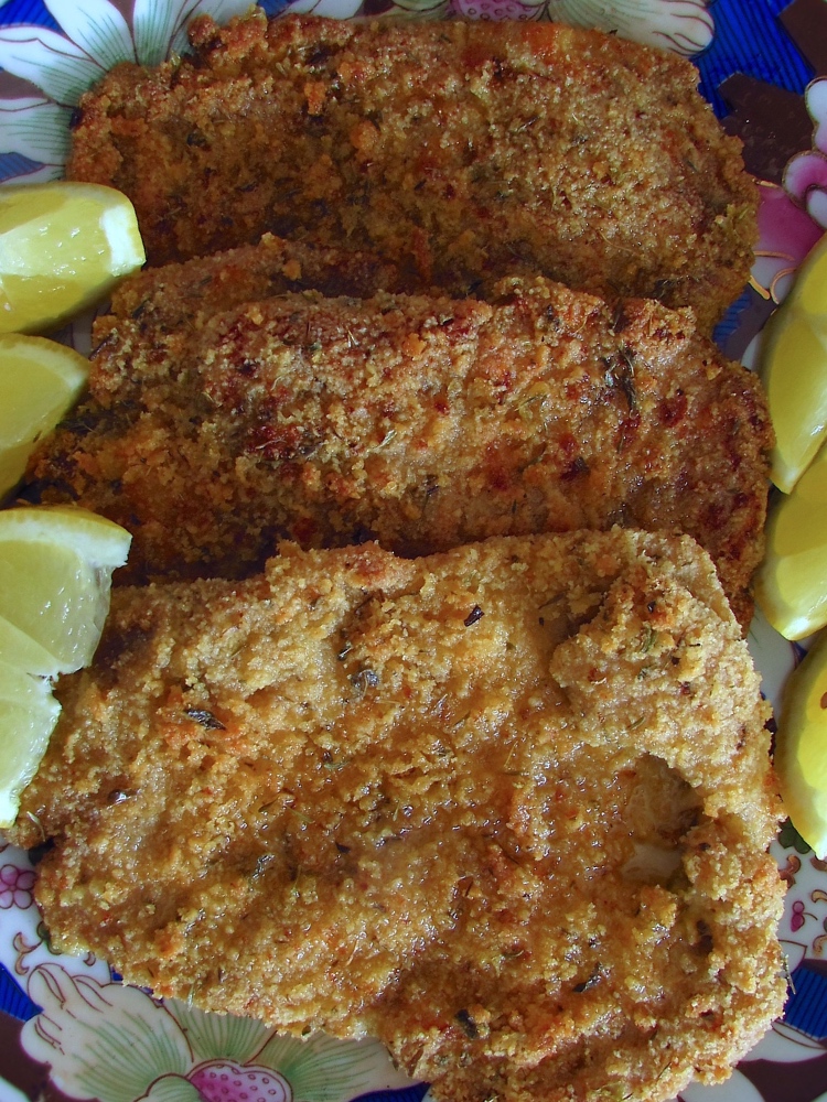 Easy breaded pork steak on a plate