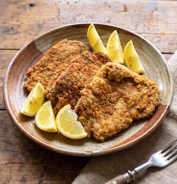 Oven-Baked Breaded Pork Steaks on a plate