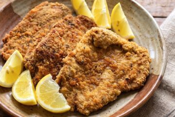 Oven-Baked Breaded Pork Steaks on a plate